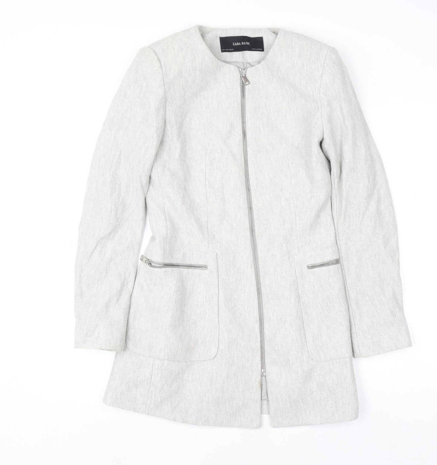 Womens UK Size S Zara Basic Grey Basic Jacket