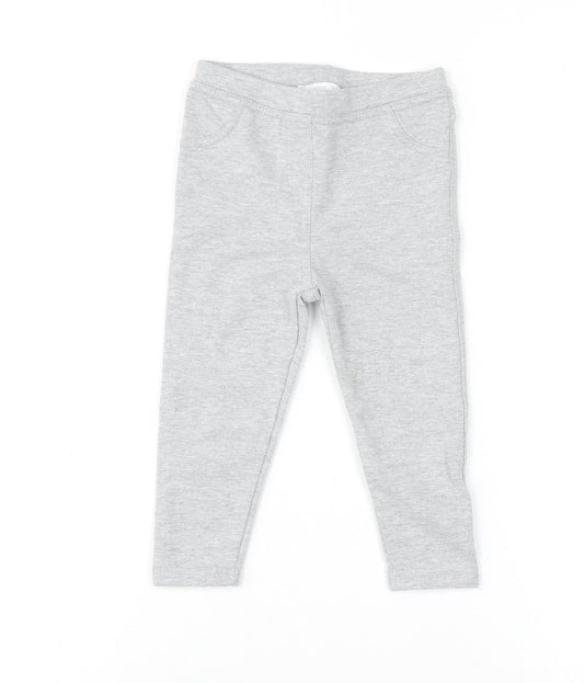 Mango Kids Grey Cotton Blend Leggings 18-24 Months Unisex Comfort Fit