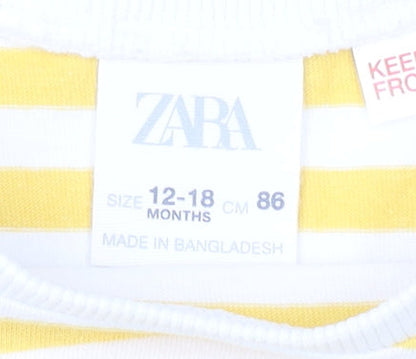 Girls UK Size 2XS Zara Yellow Basic T-Shirt
