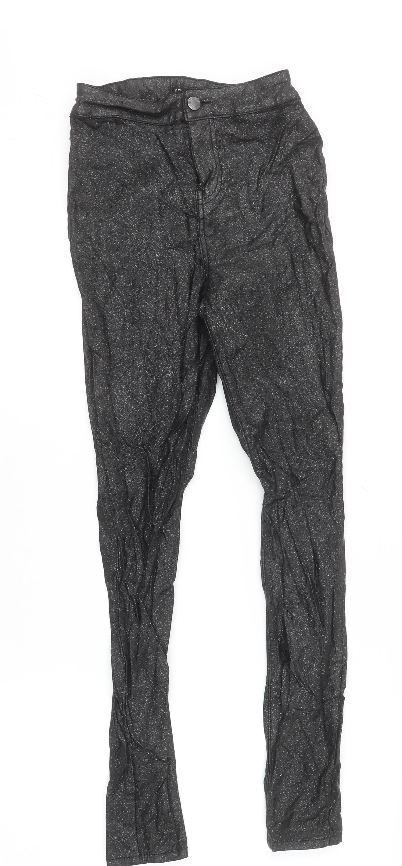 Tu Women’s Black Glitter High Waist Skinny Jeggings Size 8