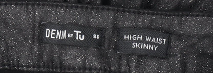 Tu Women’s Black Glitter High Waist Skinny Jeggings Size 8