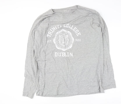 Trinity College Dublin Men's Grey Long Sleeve 2XL Graphic Top