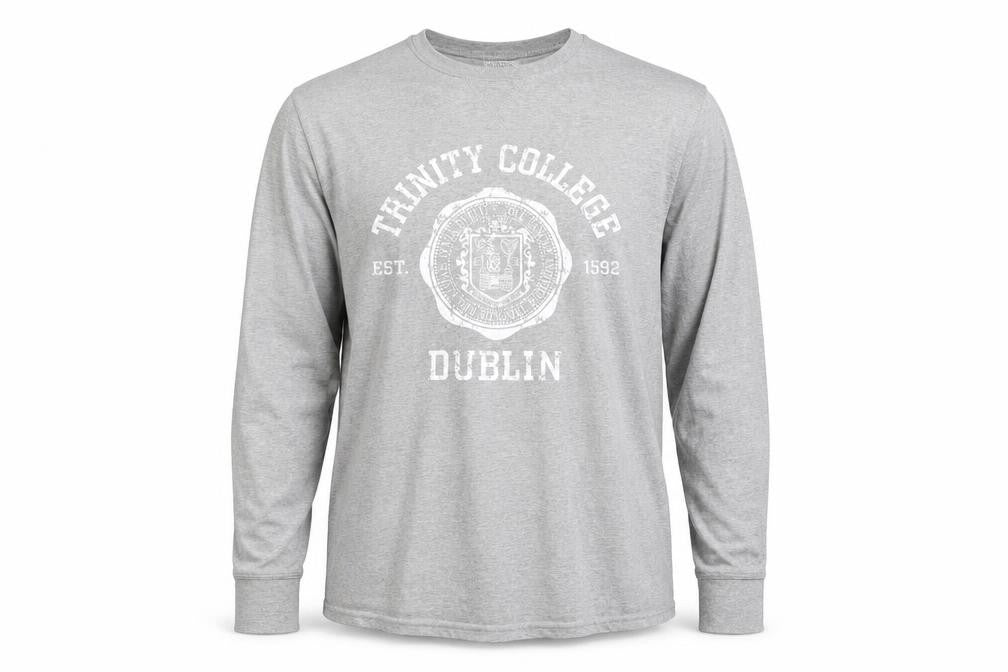 Trinity College Dublin Men's Grey Long Sleeve 2XL Graphic Top