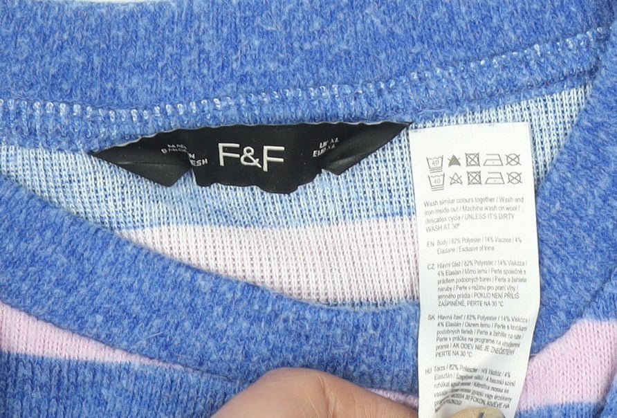 Womens UK Size L F&F Blue Pullover Jumper