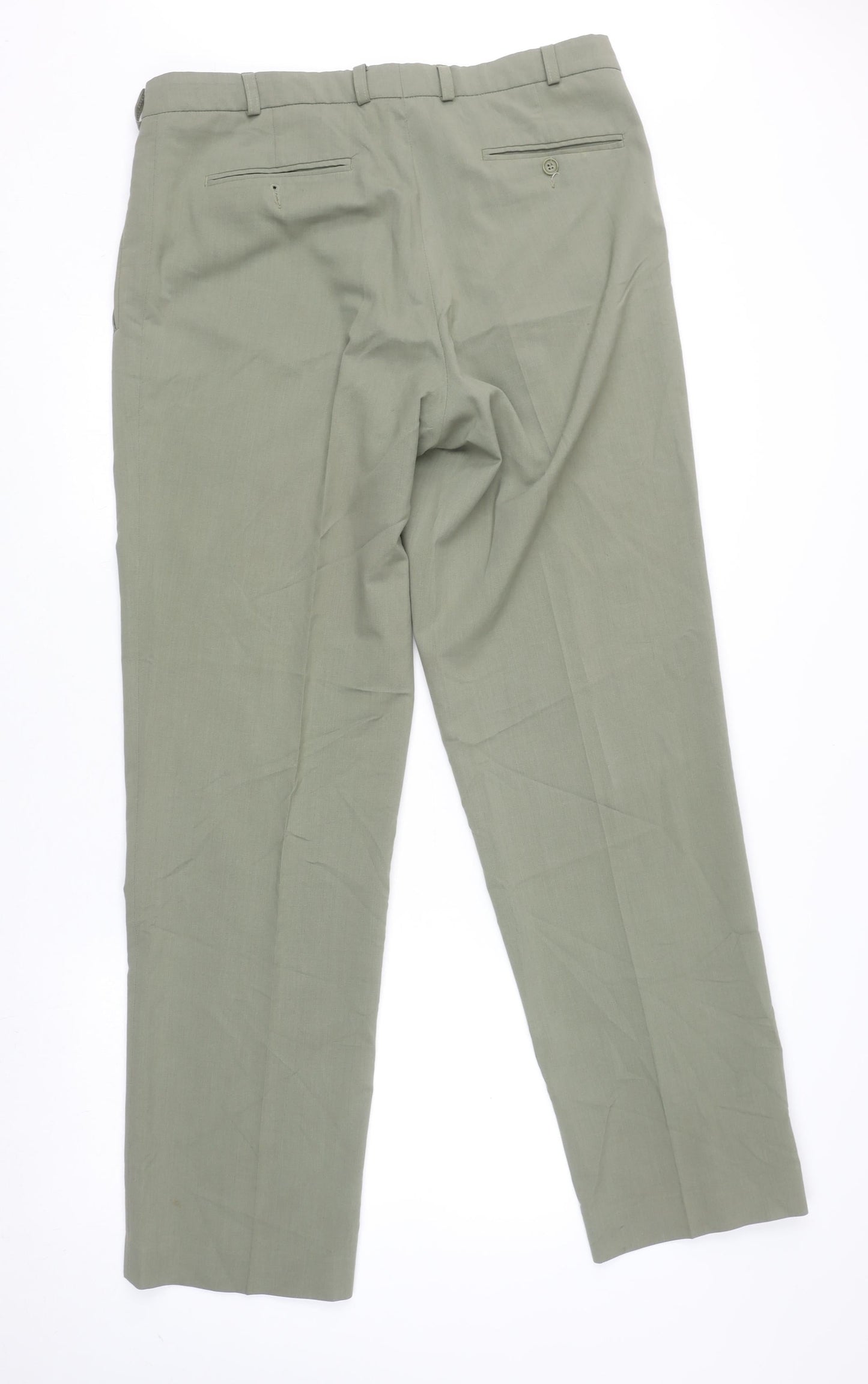 Mens UK Size L Robbie Regular Fit Dress Pants Green Trousers