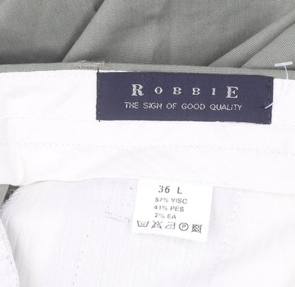 Mens UK Size L Robbie Regular Fit Dress Pants Green Trousers