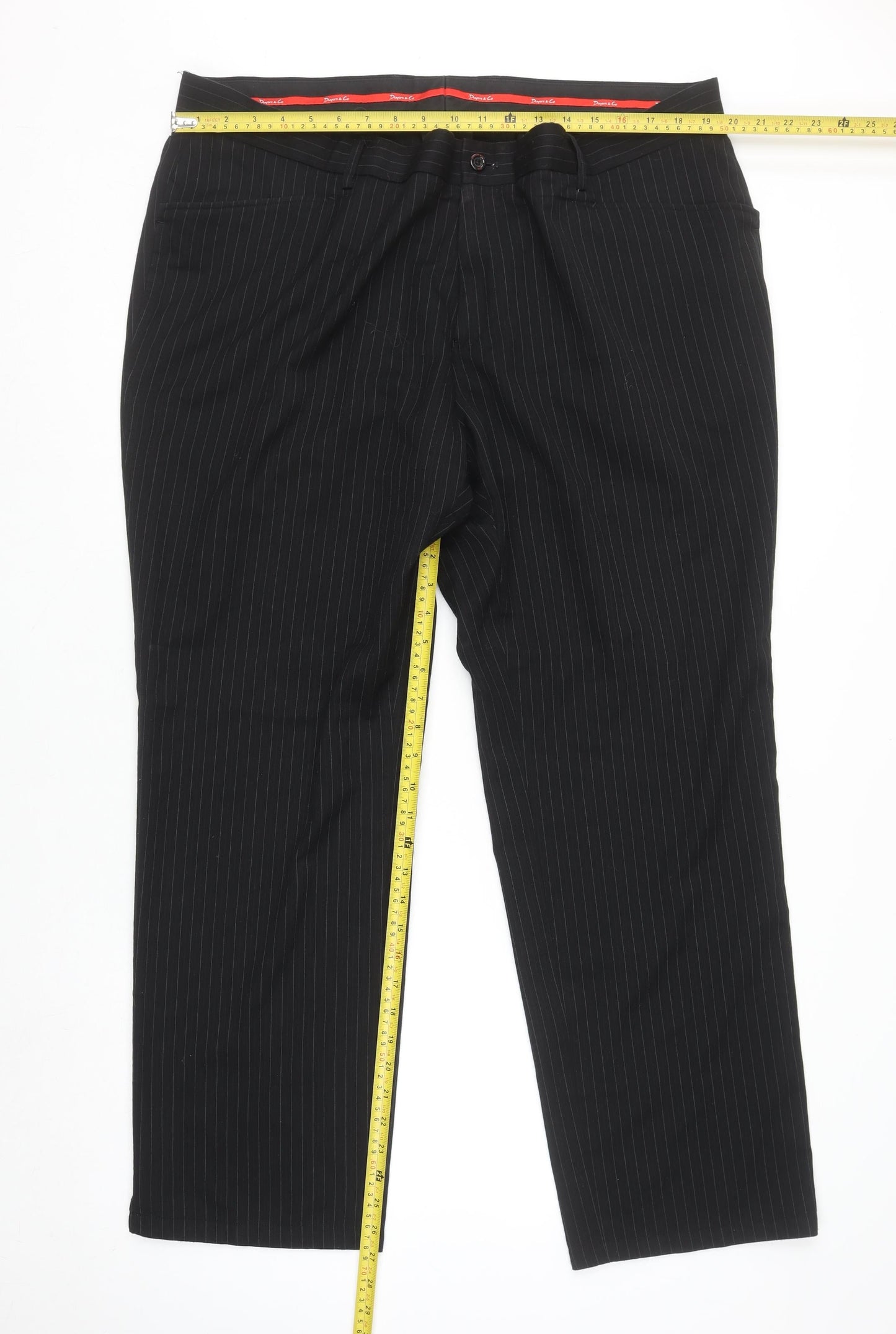 Mens UK Size XL Dwyers & Co Regular Fit Dress Pants Black Trousers