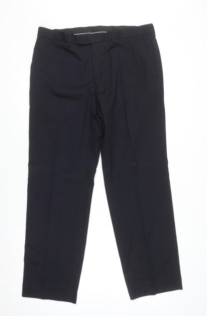 Mens UK Size L Marks and Spencer Classic Fit Dress Pants Blue Trousers