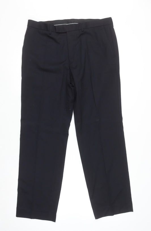 Mens UK Size L Marks and Spencer Classic Fit Dress Pants Blue Trousers