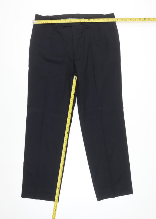 Mens UK Size L Marks and Spencer Classic Fit Dress Pants Blue Trousers