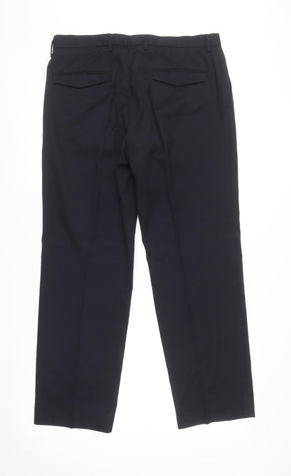 Mens UK Size L Marks and Spencer Classic Fit Dress Pants Blue Trousers
