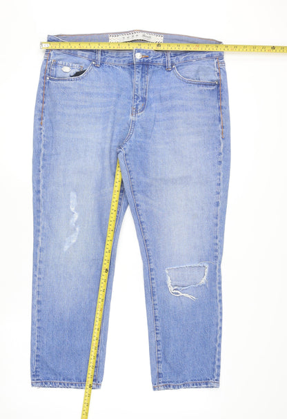 Denim Co Womens Blue Size 14 Relaxed Distressed Boyfriend Jeans