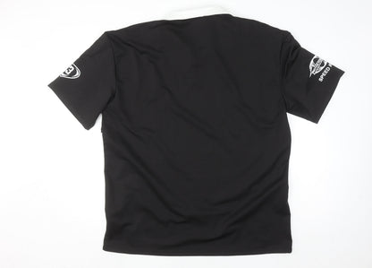 Manfinity Men’s Black 2XL Racing Collared Half Zip T-Shirt