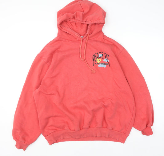 Mens UK Size S Bershka Red Pullover Hoodie