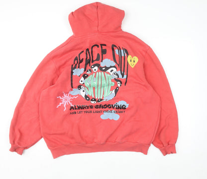 Mens UK Size S Bershka Red Pullover Hoodie