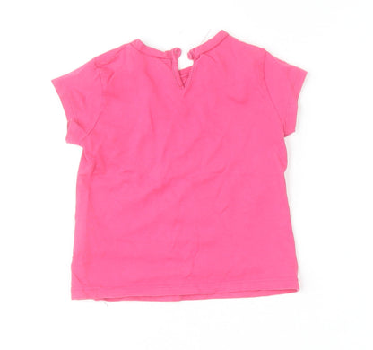 Benetton Girls Pink Short Sleeve Cotton Logo T-Shirt 12-18 Months