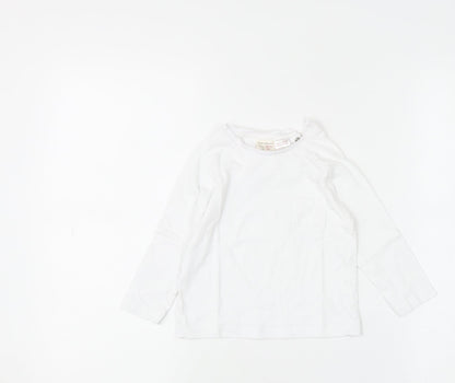 Zara Boys White Long Sleeve Cotton Basic T-Shirt 18-24 Months