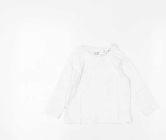 Zara Boys White Long Sleeve Cotton Basic T-Shirt 18-24 Months