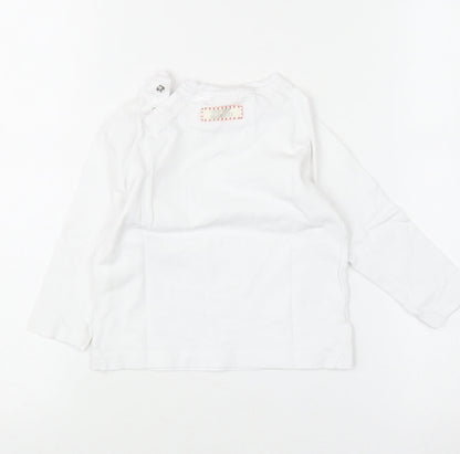 Zara Boys White Long Sleeve Cotton Basic T-Shirt 18-24 Months