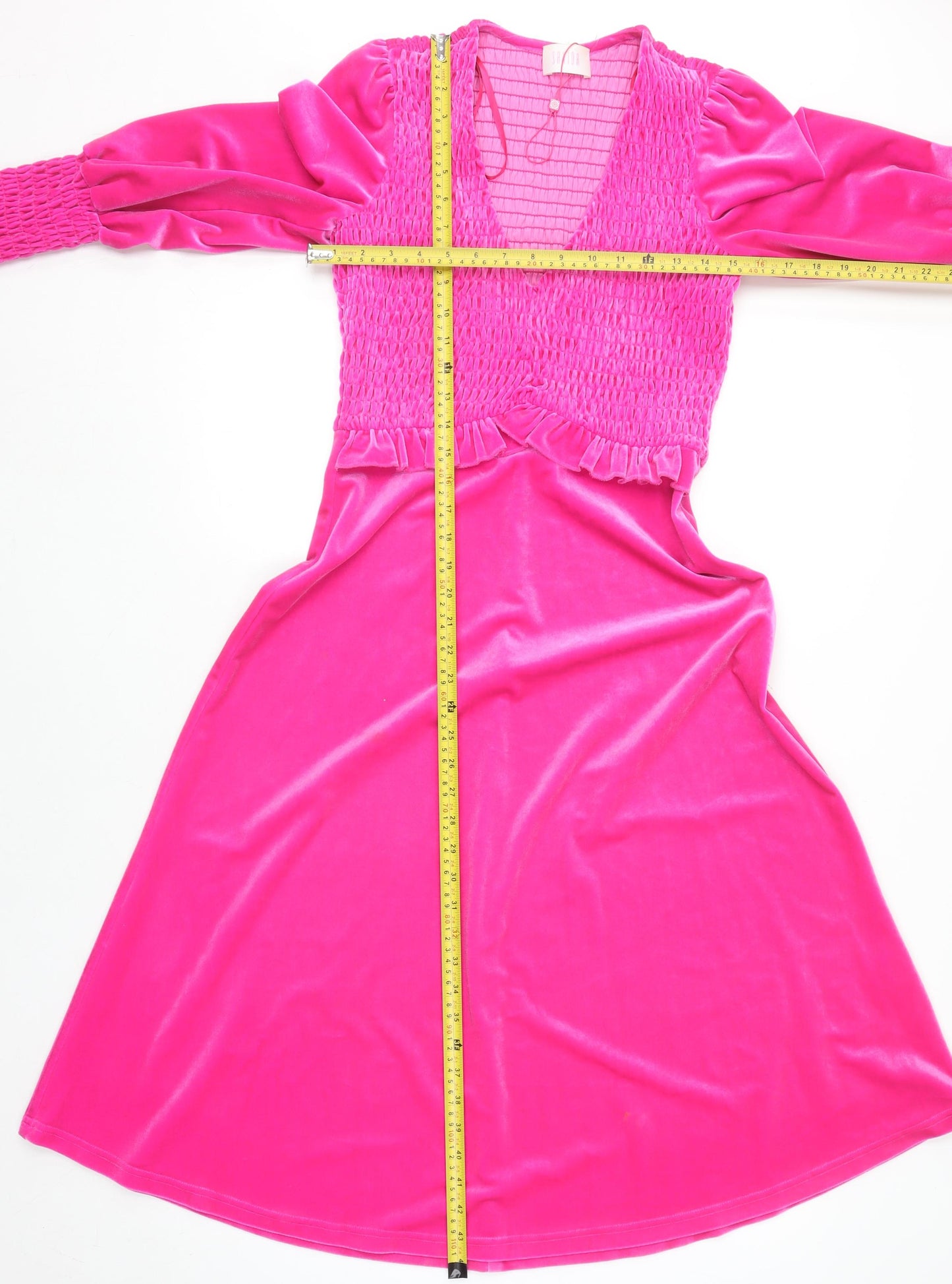 Savida Women Pink XS Velvet A-Line Midi Party Dress