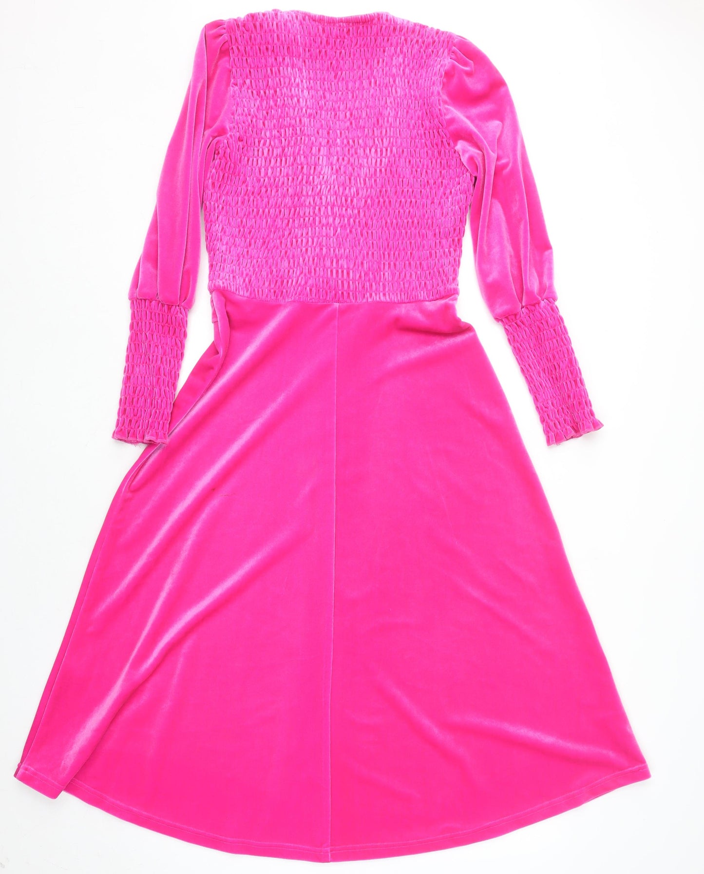 Savida Women Pink XS Velvet A-Line Midi Party Dress