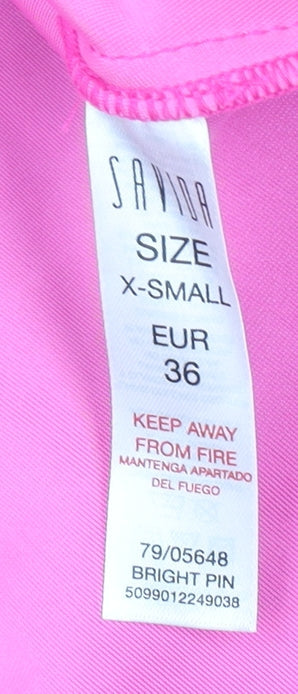 Savida Women Pink XS Velvet A-Line Midi Party Dress