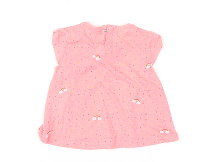 Zara Baby Girl Pink Limited Edition T-Shirt 12-18 Months Glitter Rainbow Print