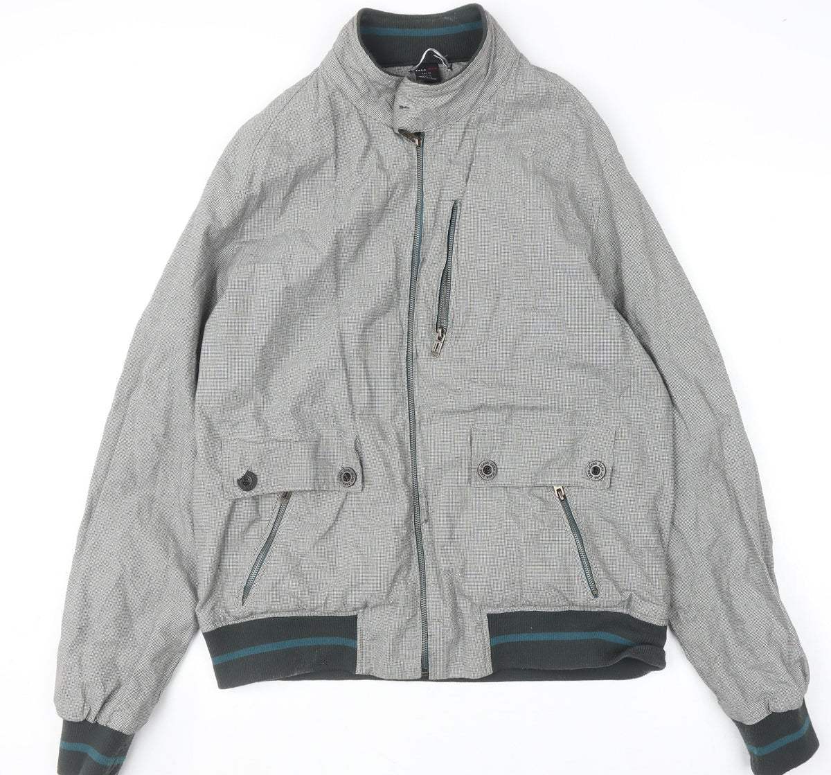 Mens UK Size XL Zara Man Grey Bomber Jacket
