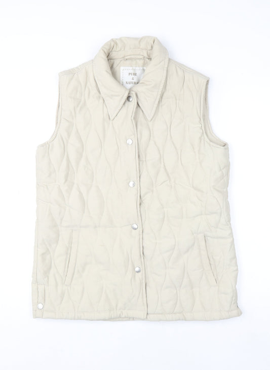 Womens UK Size S Pure & Natural Beige Quilted Coat