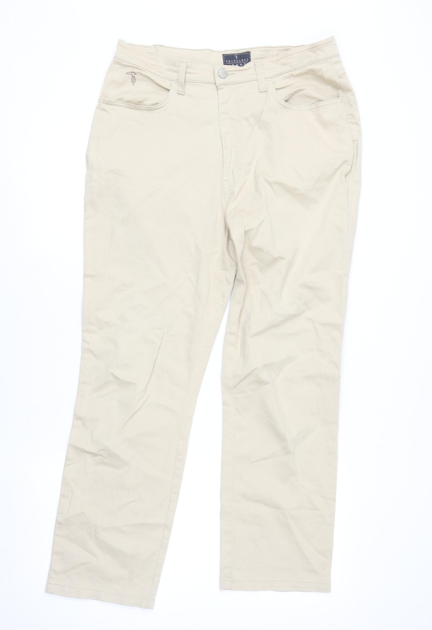 Mens UK Size 36 Trussardi Regular Fit Straight Beige Jeans