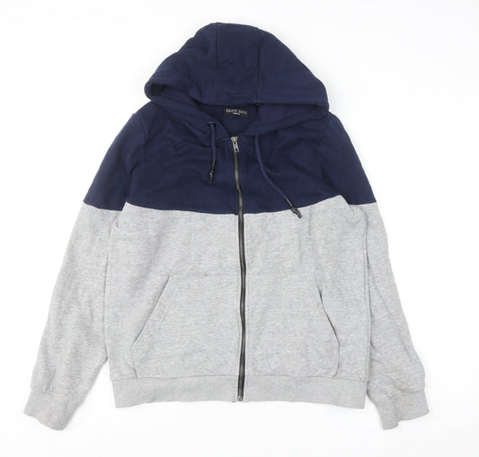 Brave Soul Men's Blue Grey Full Zip Hoodie Size S