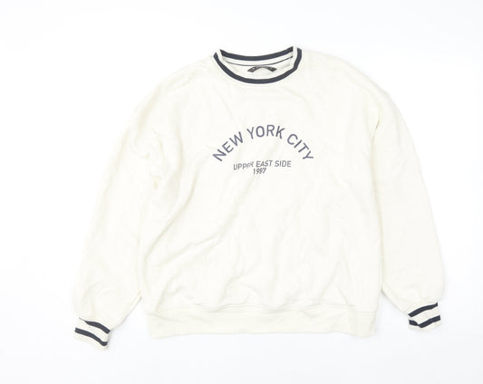 Dunnes Men Ivory Crew Neck Pullover Sweatshirt Size S New York City Print