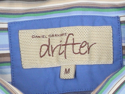 Daniel Grahame Drifter Men's Blue Striped Short Sleeve Cotton Shirt M