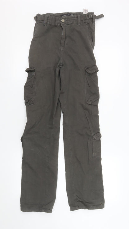 Womens UK Size 4 Stradivarius Regular Fit Cargo Green Trousers