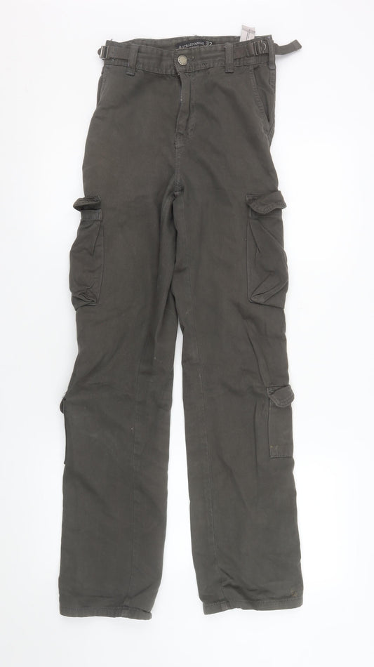 Womens UK Size 4 Stradivarius Regular Fit Cargo Green Trousers