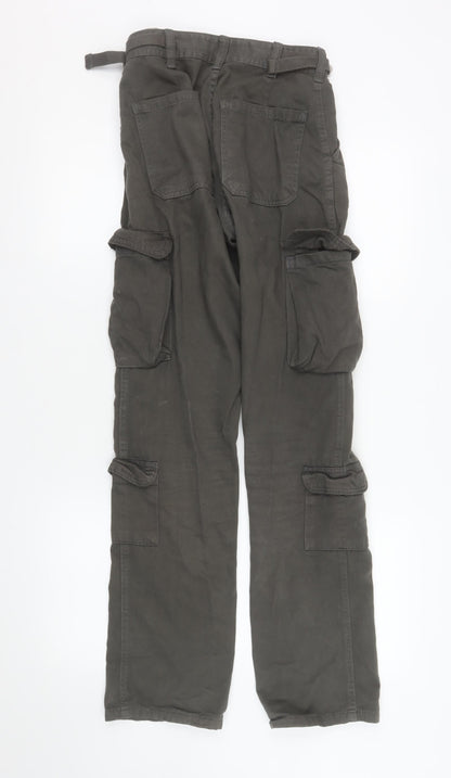 Womens UK Size 4 Stradivarius Regular Fit Cargo Green Trousers