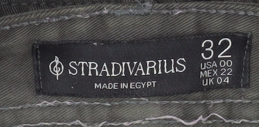 Womens UK Size 4 Stradivarius Regular Fit Cargo Green Trousers