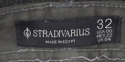 Womens UK Size 4 Stradivarius Regular Fit Cargo Green Trousers