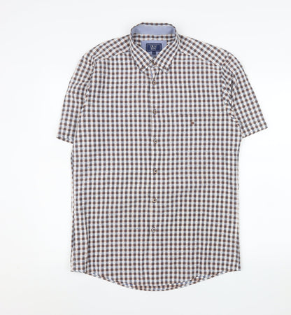 DG’s Drifter Men’s Brown Checked Short Sleeve Button-Up Shirt M