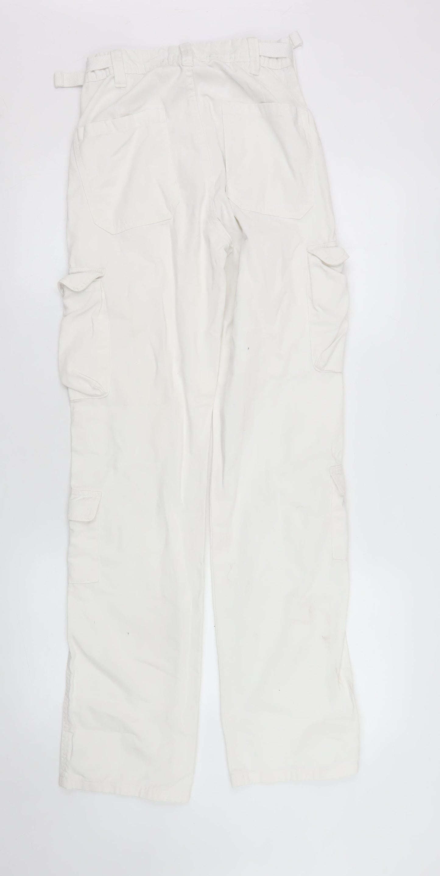 Womens UK Size 4 Stradivarius Regular Fit Straight White Jeans