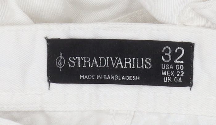 Womens UK Size 4 Stradivarius Regular Fit Straight White Jeans