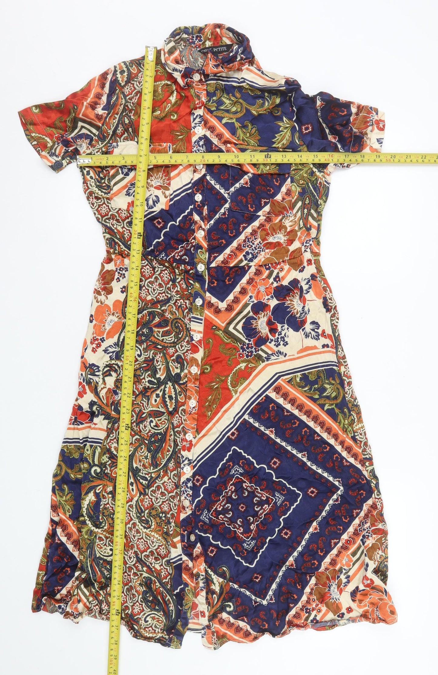 Next Women’s Petite Multicoloured Viscose Shirt Dress Size 10