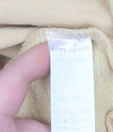 Mens UK Size XL River Island Beige Pullover Hoodie