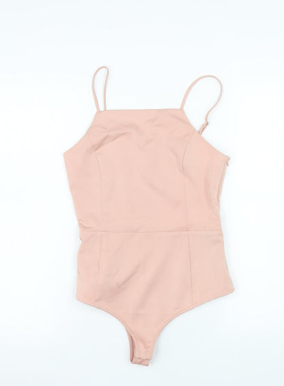 Womens UK Size S Honey Punch One-Piece Beige Bodysuit