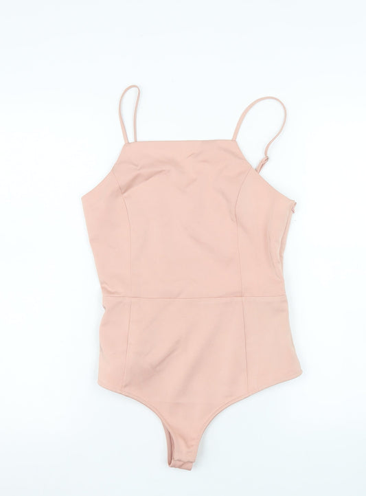 Womens UK Size S Honey Punch One-Piece Beige Bodysuit