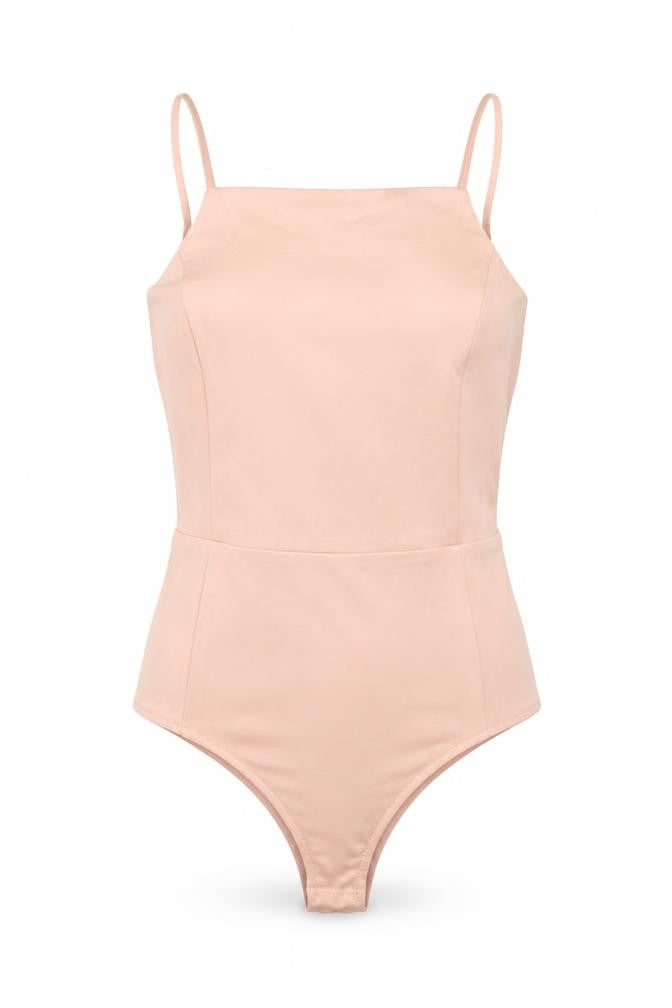 Womens UK Size S Honey Punch One-Piece Beige Bodysuit