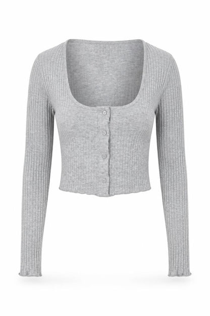 Womens UK Size 12 Pull&Bear Grey Cropped Button-Up