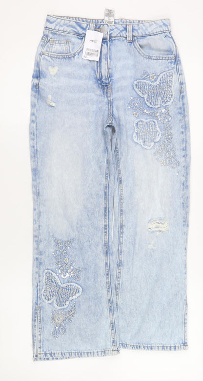 Next Girls Blue Embroidered Butterfly Straight Jeans 11 Years