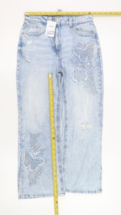 Next Girls Blue Embroidered Butterfly Straight Jeans 11 Years