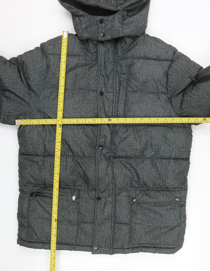 Lee Cooper Men's Grey Hooded Puffer Jacket S Regular Fit Winter Coat